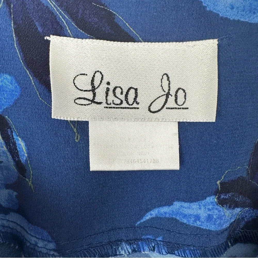 Lisa Jo Women’s Vintage Babydoll Dress Size Large‎ Blue Ruffle Floral Y2K